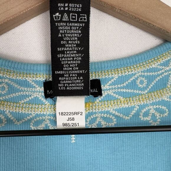 Moda‎ International Dress Womens Medium Blue Embroidered Y2K Beachy Boho Coastal - Picture 11 of 14